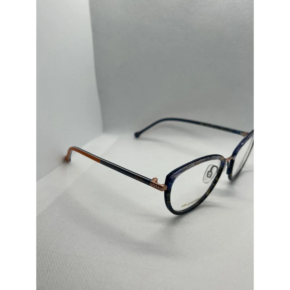 Coco Song Designer Eyeglasses Frames Cat Eye 24K Gold Accents‎ Italy 52-18-140